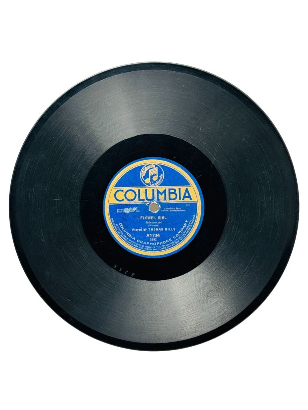Thomas Mills Flower Girl 10 Inch Shellac Record 78 RPM Columbia A1734 VG+